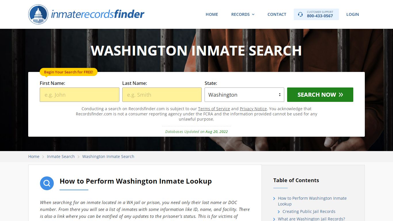 Washington Inmate Search - Jail & Prison Records Online - RecordsFinder