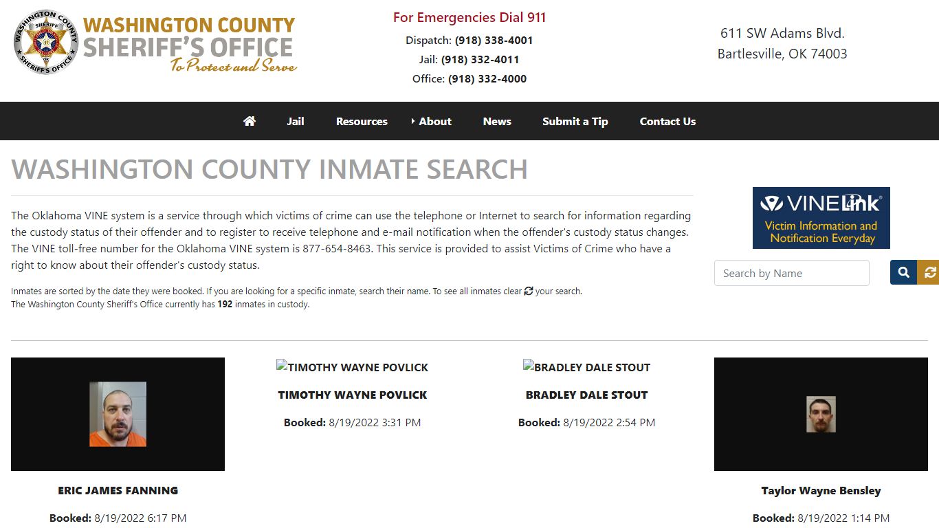 Inmate Search - Washington County Sheriff's Office