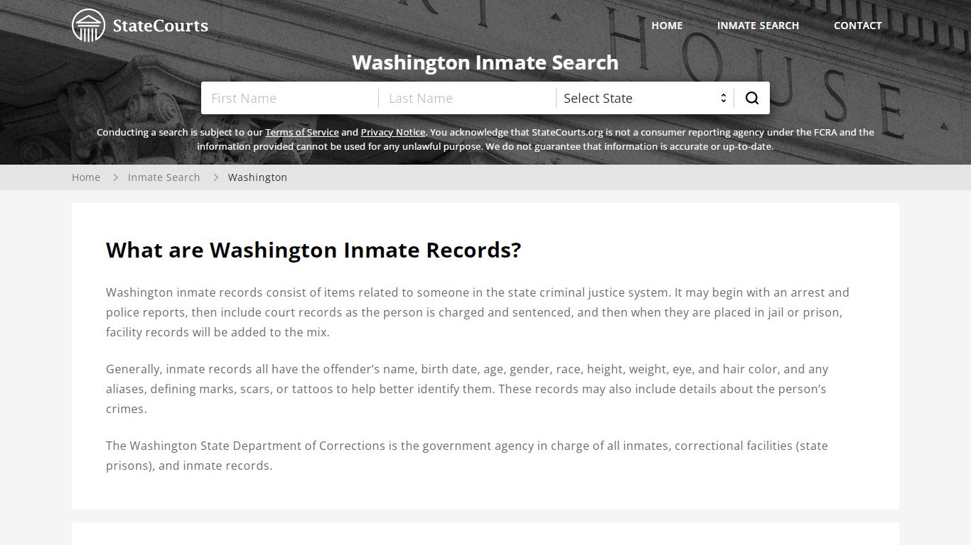 Washington Inmate Search, Prison and Jail Information - StateCourts